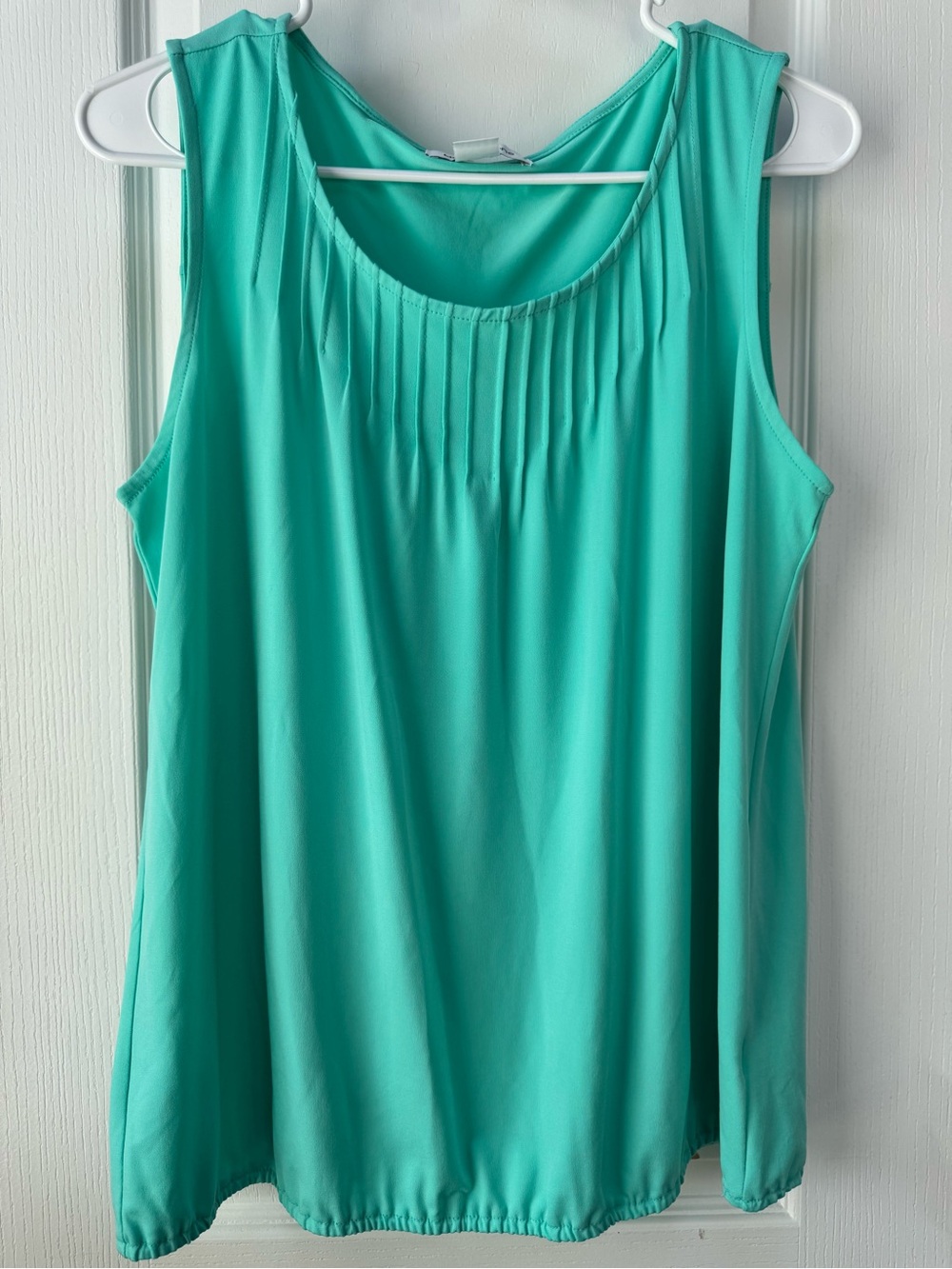 Liz Claiborne Teal Pleated Neck Sleeveless Tank Blouse